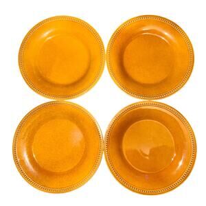 Pier 1 Imports Dinner Plates Spice Route Ginger 10.75" Set Of 4 Beaded Chinaware